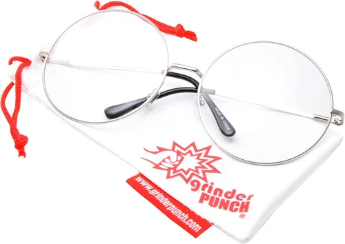 Vista 2 de grinderPUNCH XXL - Lentes de moda supergrandes con marco circular redondo transparente
