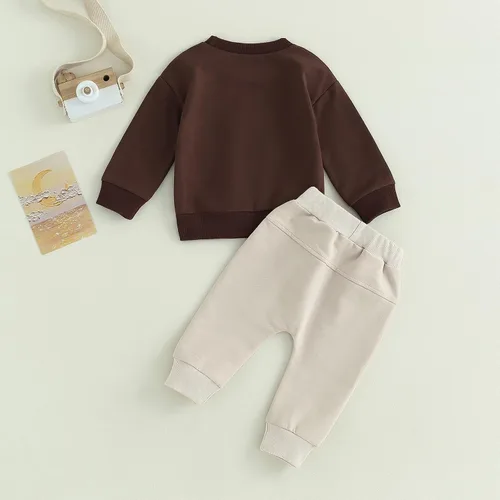 Vista 5 de Conjunto de 2 piezas de ropa para bebé niña y niño, sudadera con letras de mamá y niño, conjunto de 2 piezas