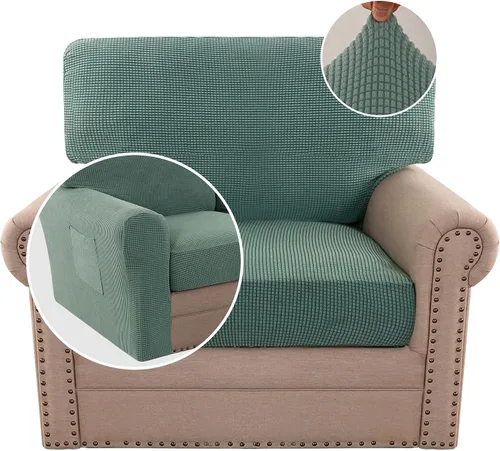 Vista 30 de H.VERSAILTEX Fundas elásticas para sillas de varias piezas, fundas para cojines ajustables para asiento y respaldo