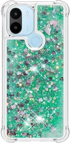 Vista 49 de Funda de silicona transparente con purpurina para Xiaomi Redmi A1 Bling Liquid Clear Star Heart Silicone Bumper a prueba de golpes, funda Azul