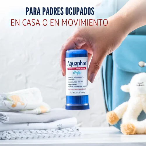 Vista 6 de Aquaphor Bálsamo curativo para bebés con aceite de aguacate y manteca de karité, barra de 0.65 onzas