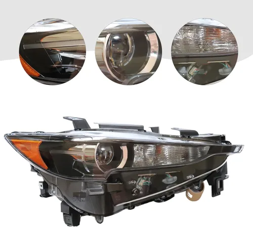 Vista 4 de Conjunto de faros delanteros LED halógenos para Mazda CX-5 CX5 2017-2021, para Mazda Cx-5 Cx5 2017 2018 2019 2020 2021, lente transparente