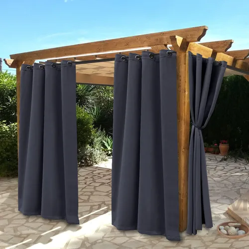 Vista 9 de BONZER Cortinas impermeables para interiores y exteriores para patio - Aislamiento térmico, cortinas opacas con ojales de bloqueo solar
