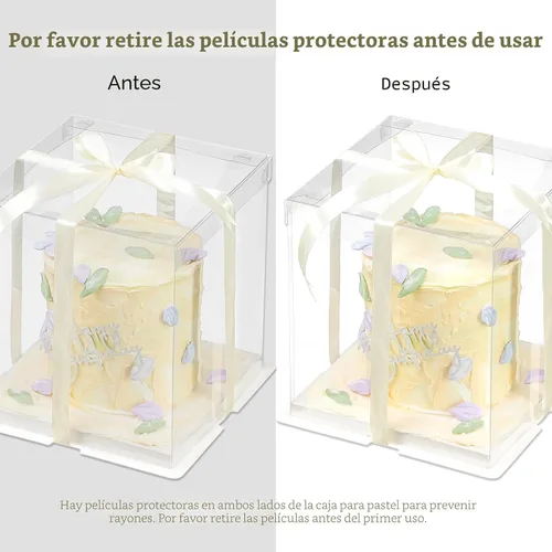 Vista 4 de 24 cajas de regalo transparentes con cinta de 2 capas de 6.7 x 6.7 x 7.8 pulgadas, caja transparente para tartas con tapas, cajas de embalaje