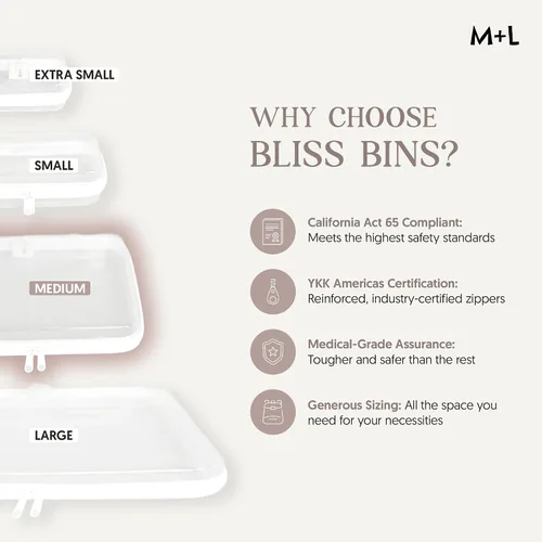Vista 8 de Maple & Lark Bliss Bins - Estuche rígido transparente con cremallera para almacenamiento - Estuche de lápices de plástico transparente de grado