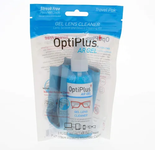 Vista 6 de OptiPlus Kit de limpieza de lentes de gel de 2 onzas Limpiador de lentes de gel antirreflectante y paño de microfibra de doble propósito