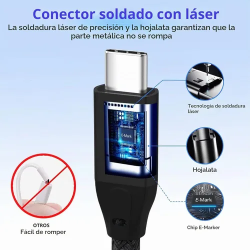 Vista 5 de UseBean Cable USB C de 90 Grados 0.5 Pies, 6 Pulgadas Corto USBC a USBC 3.2 Gen2 20Gbps Cable de Ángulo Recto, Video 4K Carga 100W, Cable Cargador