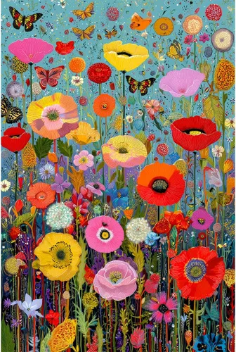 Vista 11 de Rompecabezas para adultos de 1000 piezas, rompecabezas de pared de flores coloridas para adultos, pintura de arte floral, flores de arco iris