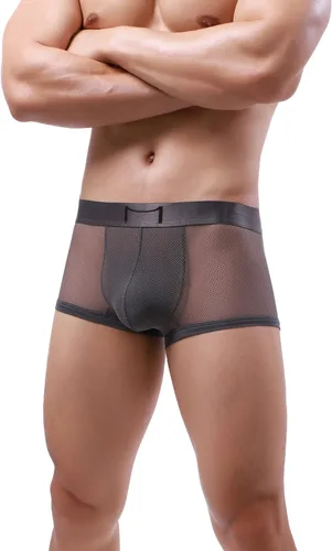 Vista 4 de Evankin Ropa interior sexy para hombre, calzoncillos tipo bóxer de malla transpirable
