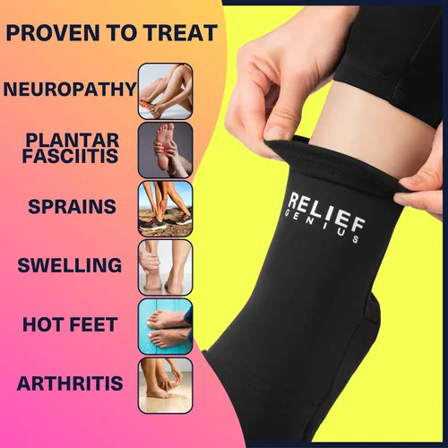 Vista 3 de Relief Genius - Calcetines de terapia de frío y guantes fríos para neuropatía de quimioterapia, paquete de cuidado de quimioterapia para mujeres