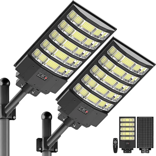 Vista 10 de OKPRO Farola solar de 5000 W para estacionamiento al aire libre, gran angular IP66 impermeable, 6500 K del atardecer al amanecer, LED con sensor
