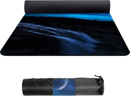 Vista 10 de nuveti Tapete de yoga grande TPE antideslizante con bolsa de transporte extra ancha para mujer, 72 x 32 pulgadas, extra grueso, 0.236 in