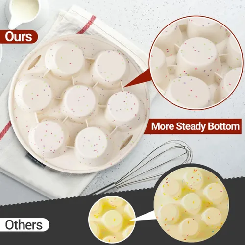 Vista 3 de Molde de silicona para magdalenas para freidora de aire, olla instantánea, antiadherente, 7 tazas, fácil de manejar para hornear bocados de huevo