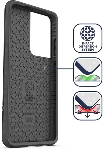 Vista 6 de Encased Rebel Series - Funda protectora resistente con clip para cinturón (2021) diseñada para Samsung Galaxy S21 Ultra - Negro