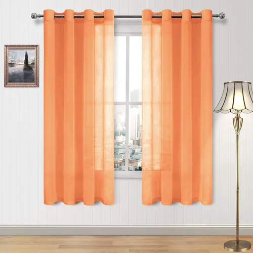 Vista 106 de DWCN Cortinas traslúcidas color verde frijol para sala de estar y dormitorio - Cortinas voile con aspecto de lino sintético con ojales en la parte