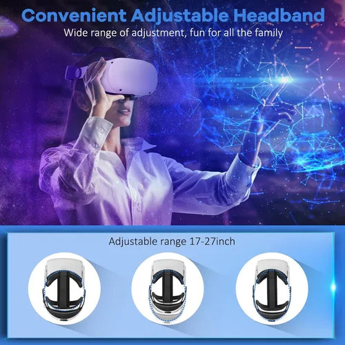 Vista 7 de Hurra Head Strap with Battery for Oculus Quest 2, 10000mAh Fast Charging Battery Pack Extend 8H Playtime, Adjustable Elite Strap Replacement with