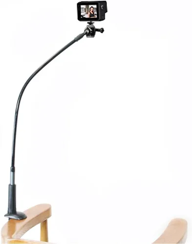 Vista 6 de Soporte para cámara web de 30 pulgadas, base gruesa mejorada, cuello de cisne flexible, soporte de cámara de escritorio, abrazadera de montaje