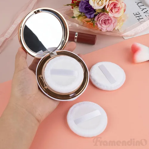 Vista 4 de Framendino, Cutton - Paquete de 10 almohadillas suaves de terciopelo para maquillaje cosmético con cara de cinta