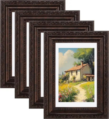 Vista 18 de eletecpro 8x10 Vintage Picture Frame, Glass Cover, Gold, 4-Pack Dorado