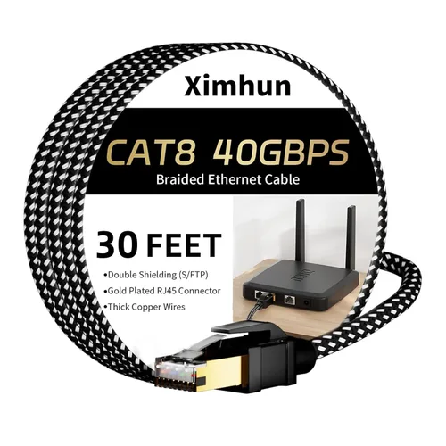 Vista 15 de Cables Ethernet Cat 8 de 3 pies, cable trenzado de red de Internet