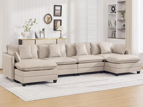 Vista 62 de Sofá modular en forma de nube de 113 pulgadas, sofás de asiento profundo de gran tamaño para sala de estar, sofá modular tapizado de chenilla