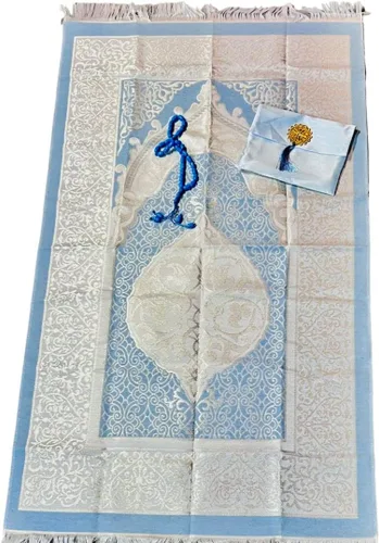 Vista 11 de Tapete de oración islámica, alfombra de oración turca con bolsa y sellado de adornos, alfombrilla de oración portátil con práctica bolsa