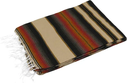 Vista 5 de Leos Imports Manta Mexicana Sarape Saltillo XL - 80 x 60 pulgadas (azul-gris sólido)