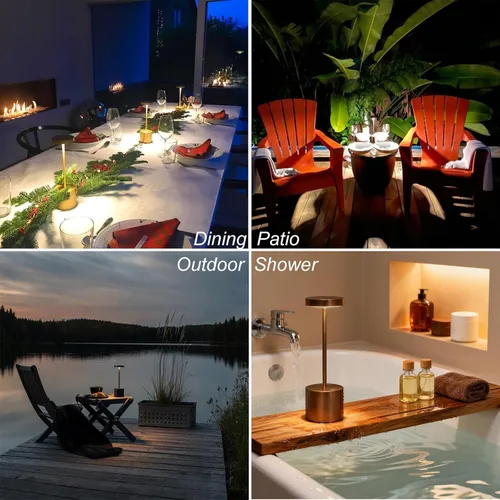 Vista 7 de Paquete de 2 Lámparas de Mesa Recargables Inalámbricas, 3 Temperaturas de Color y Regulable, IP54 Impermeable Operada por Batería, Luz LED Portátil