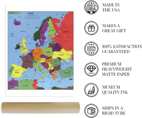 Vista 4 de HISTORIX - Póster del mapa de Europa 2004, 18 x 24 pulgadas, decoración artística de pared