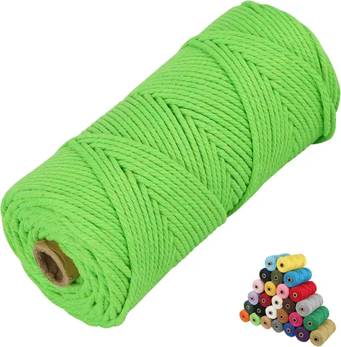 Vista 37 de Cordón de algodón para macramé, hilo torcido de 4 capas, cuerda de algodón natural, suministros perfectos de macramé, para hacer soportes colgantes