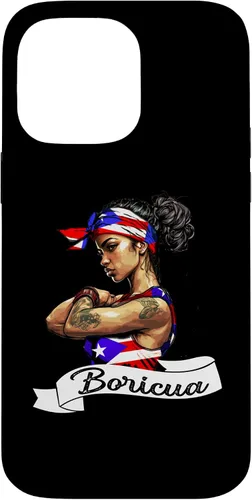 Vista 21 de Funda para iPhone 16 chica puertorriqueña Boricua Puerto Rico Flag Pride Mujer