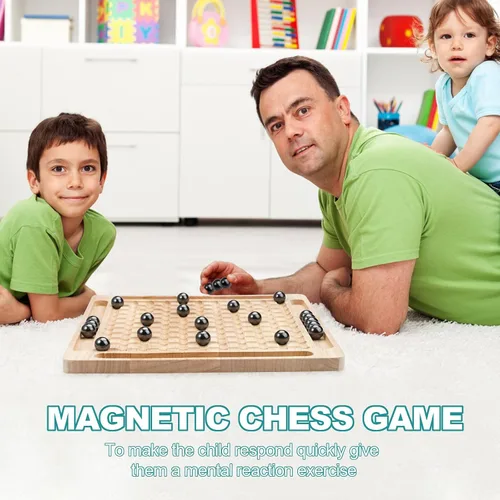 Vista 5 de Juego de imán, juego de ajedrez magnético, juego de ajedrez magnético de mesa, divertidos juegos familiares para niños y adultos, juego