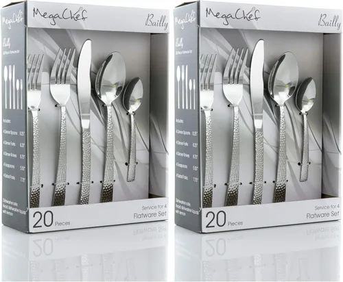 Vista 9 de MegaChef Baily - Juego de cubiertos de acero inoxidable para 4 pulgadas, 20 piezas, color negro