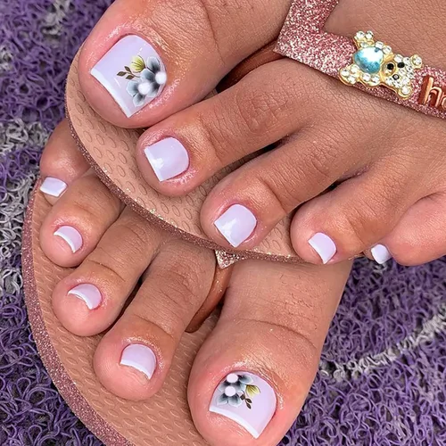 Vista 19 de Lindas uñas postizas a presión con punta francesa rosa, uñas postizas cuadradas de cobertura completa con diseños de dijes de lazo, uñas acrílicas