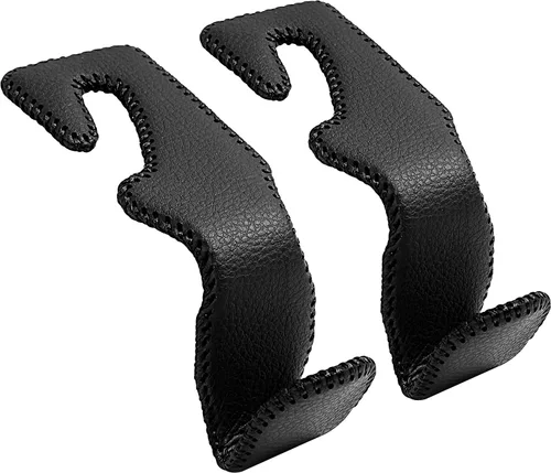 Vista 14 de Gancho para bolso de automóvil, reposacabezas de asiento trasero, perchas de cuero auténtico, accesorio organizador de vehículos duradero