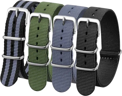 Vista 8 de Correa de Reloj de Nylon de Repuesto de Liberación Rápida con Hebilla Pesada Correas de Reloj para Hombres y Mujeres Negro Gris / Negro
