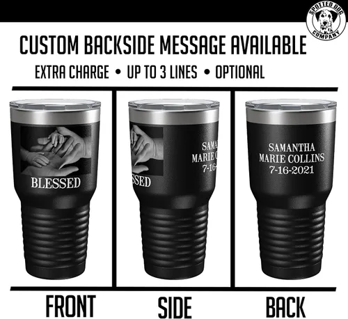 Vista 6 de Vaso personalizado de 30 onzas (17 colores) con foto impresa con aislamiento térmico de acero inoxidable recubierto de polvo con tapa, regalo