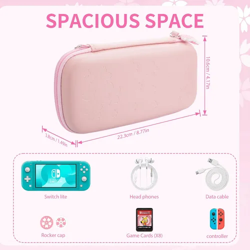Vista 4 de FANPL Case bundle for Nintendo Switch Lite Accessories, Carrying Case for Switch Lite with Soft TPU Protective Cover and Screen protector, 2 Thumb