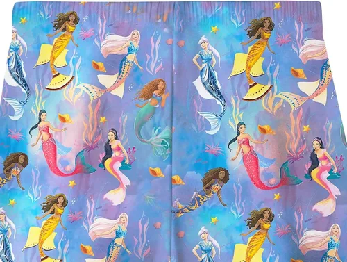 Vista 5 de QASALOP Conjunto de camisa y pantalones cortos de sirena para niñas pequeñas 2023 Encuentra tu voz camiseta traje de animación para niños personaje