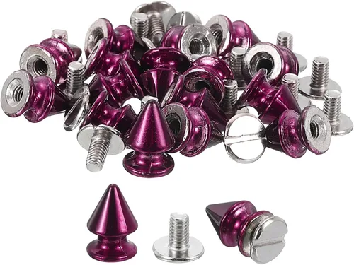 Vista 20 de uxcell 50 juegos de remaches de espiga cono, 0.315 x 0.472 in con rosca trasera para árbol y picos para manualidades de cuero, ropa, zapatos, Negro