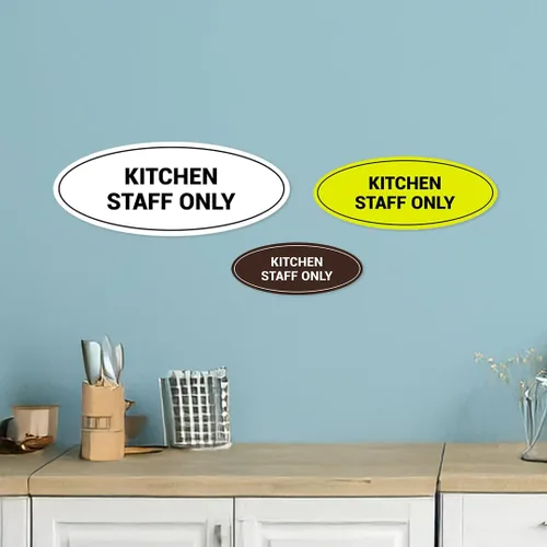 Vista 4 de Signs ByLITA Letrero ovalado solo para el personal de cocina (rojo) - Pequeño