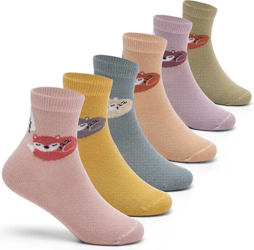 Vista 47 de Aisyee Calcetines de algodón para niños, calcetines sin costuras para niños, calcetines coloridos de cuarto de punto, paquete de 6