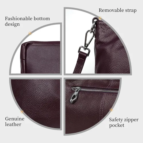Vista 5 de Iswee Bolsos de hombro de cuero genuino, bolsos y bolsos para mujer, bolso de mano de diseñador cruzado de tamaño mediano