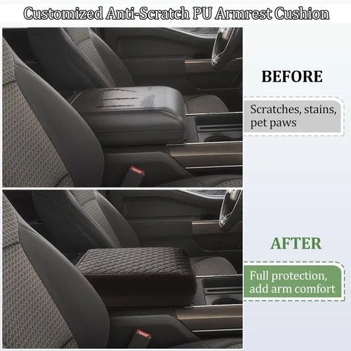 Vista 3 de JDMCAR Cojín de Consola Central Compatible con Ford F150 2021 - 2025 2026 de Cuero PU, Accesorios Interiores de Reposabrazos, Protector de Tapa