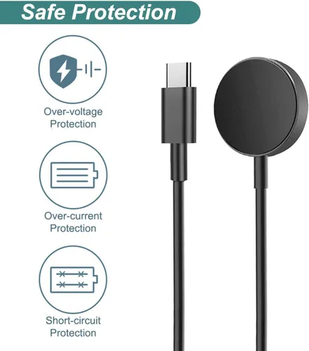 Vista 5 de Cargador para Samsung Watch - Galaxy Watch 7 Ultra/6/6 Classic/5/5 Pro/4/4 Classic/3/Active 2/Cable de carga activo con funda de aluminio (USB-C)