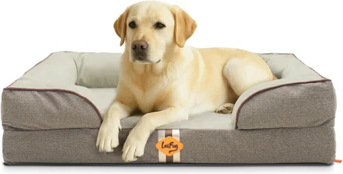 Vista 9 de Laifug Cama ortopédica grande de espuma viscoelástica para perro, sofá para perro con funda de gamuza lavable y extraíble, forro impermeable y parte