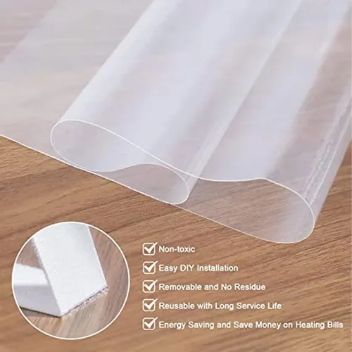 Vista 3 de Kit de aislamiento de ventana, lona de vidrio suave sellada para balcón, película transparente, envoltura reutilizable para ventana de invierno que