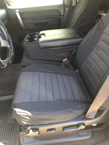 Vista 7 de Durafit fundas para asientos C1127-C1- Chevy Silverado, Avalanche y GMC Sierra LT 40/20/40 Negro personalizable impermeable fundas para asientos