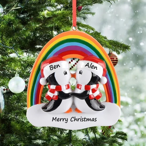 Vista 2 de Adorno LGBT Lesbiana, 2025 adornos de Navidad personalizados LGBT Lesbiana Gay, adornos personalizados con todo el amor es igual, adorno LGBTQ