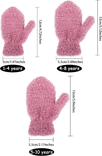 Vista 3 de Boao 5 pares de guantes de punto elásticos para niños y niñas, guantes cálidos de invierno para niños y niñas
